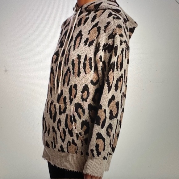 R13 Cashmere Hoodie Oversized Sweater Long Sleeve Leopard🌸 - Picture 3 of 16